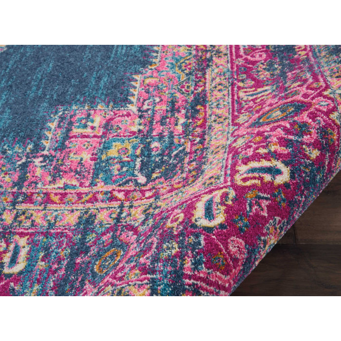 Mercury Row® Abbate Oriental Navy Blue/Pink Area Rug & Reviews